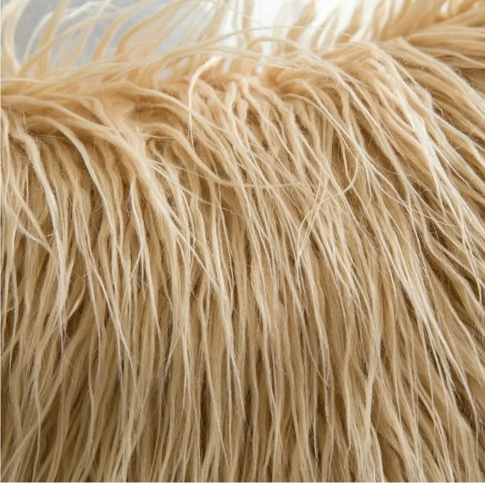 Luxury Home | Chic Sand Beige Oversized Luxe Faux Fur Throw Pillow Cover